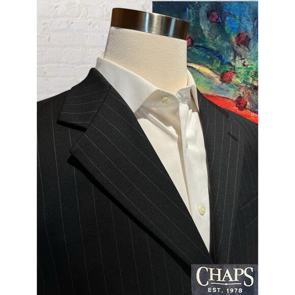 Chaps 38R 30x30 Navy Blue Dashed Banker's Stripe Suit Quality Classic Fit - Picture 5 of 16